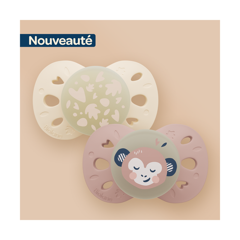 Set of 2 Anatomical Animal Night Pacifiers