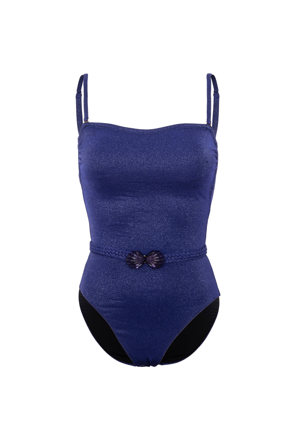 Une pièce bandeau ceinture coquillage navy