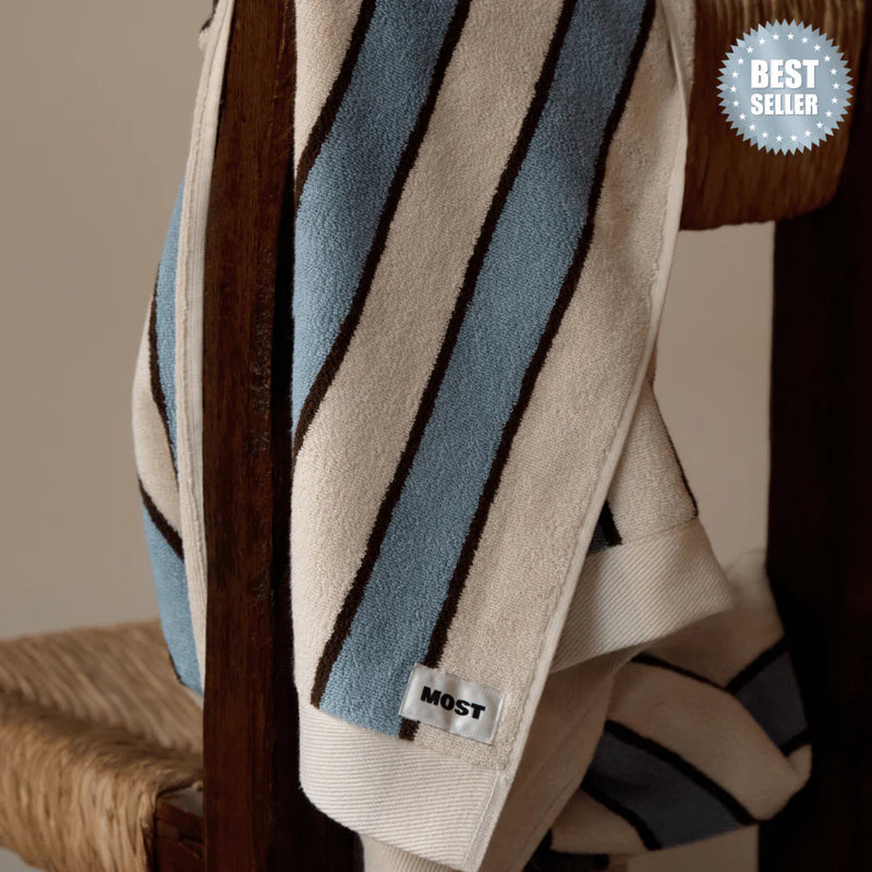 Serviette De Bain - Rayures Bleues