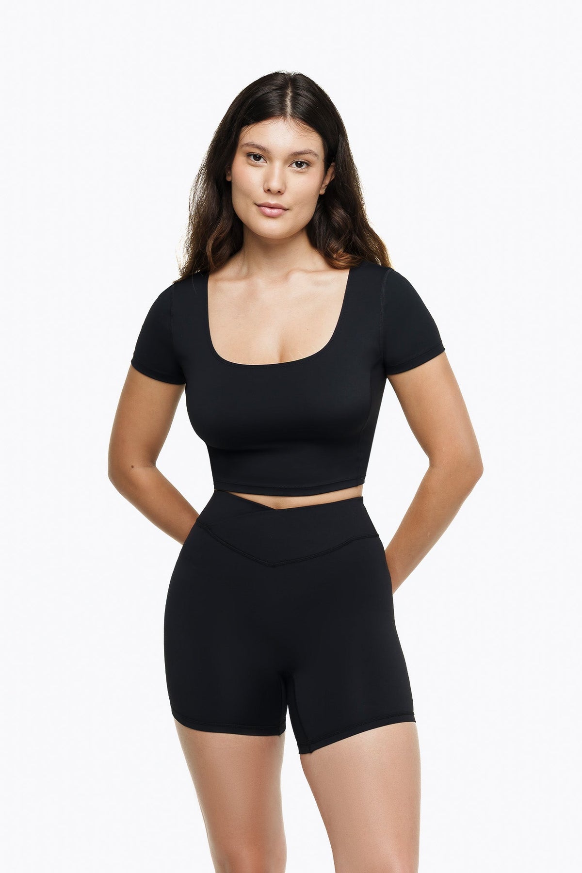 Top Square a Maniche Corte - Black