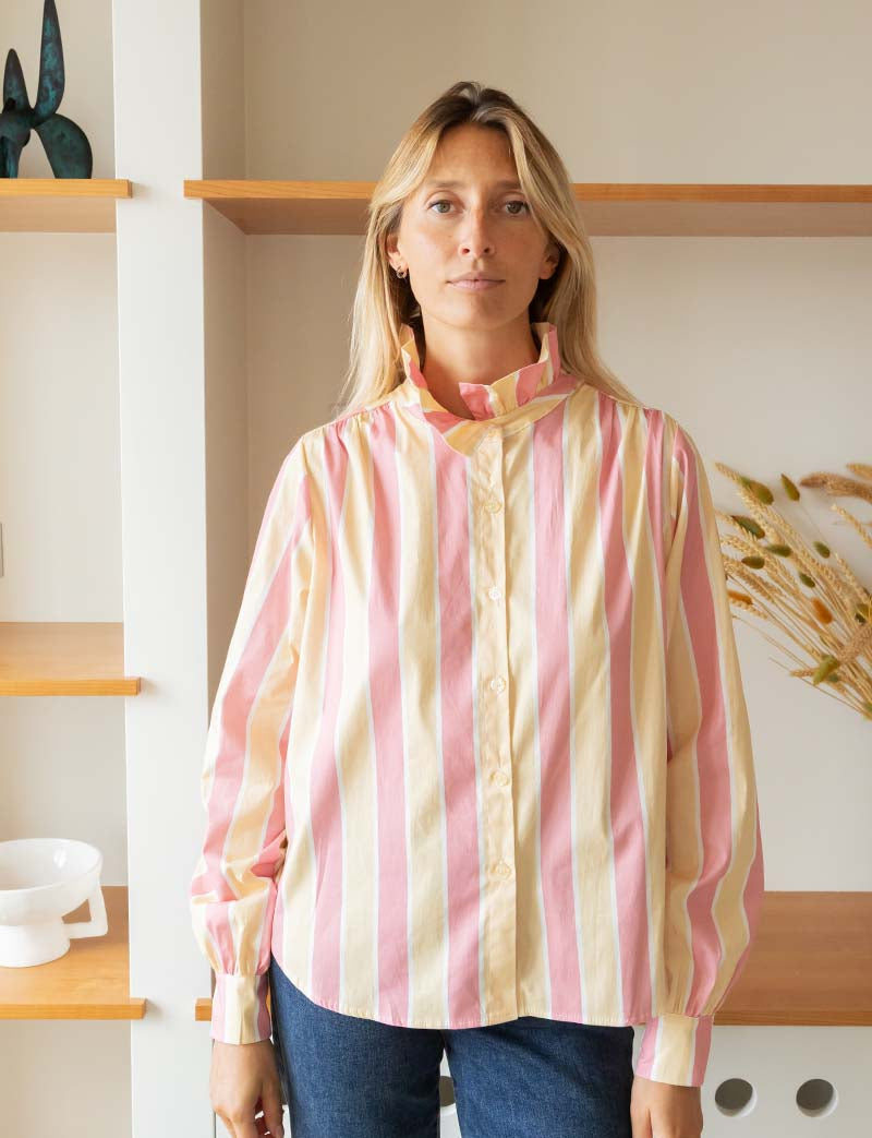 Pink & Yellow Striped Gustava Shirt