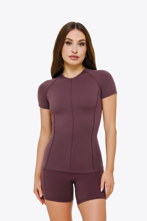 Top Power Manches Courtes - Dark Cherry