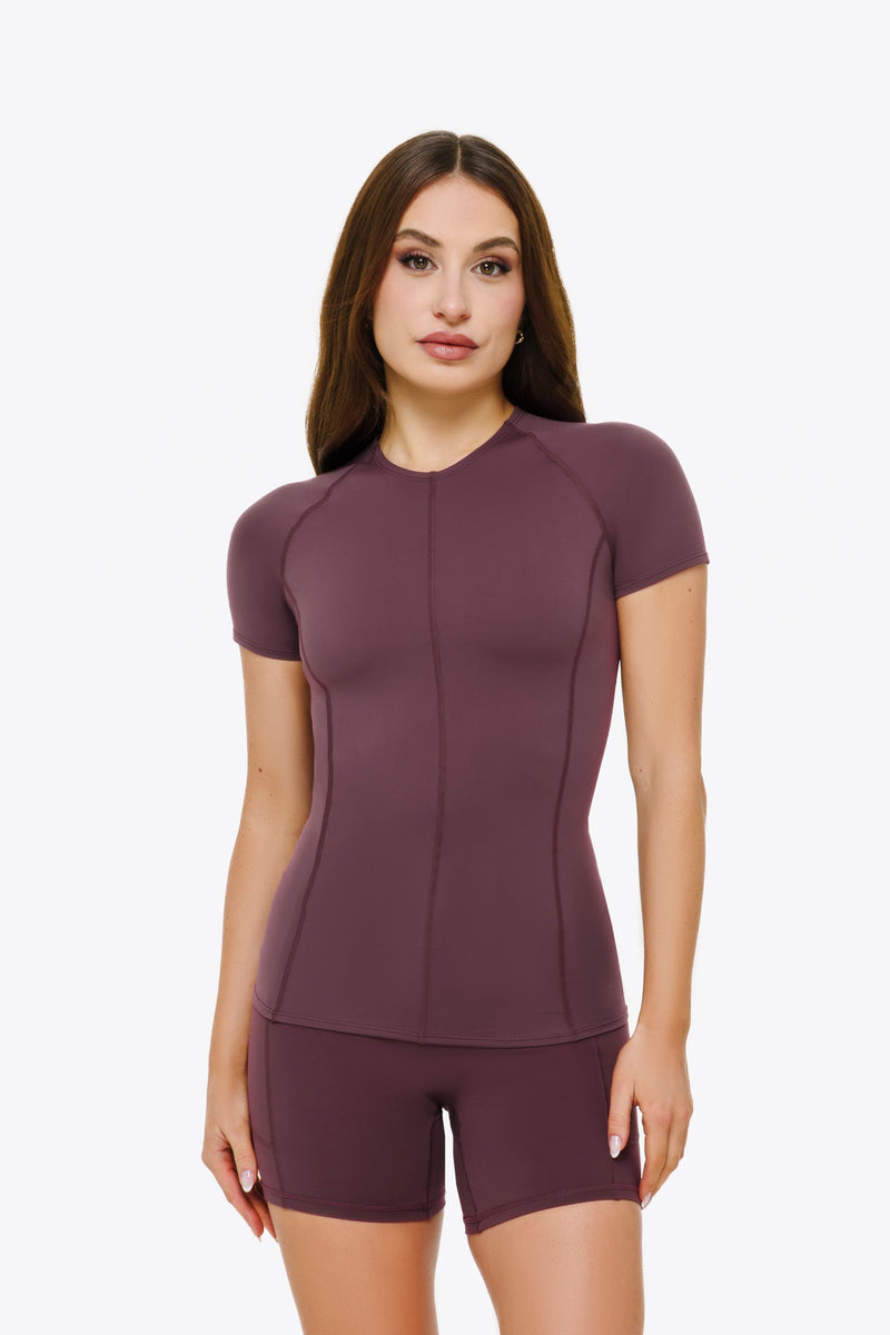 Top Power Manches Courtes - Dark Cherry