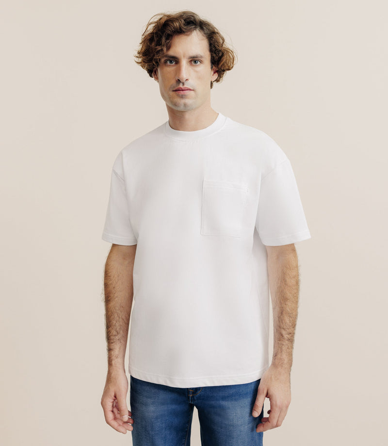 T-Shirt Uni Oversize Col Rond Blanc