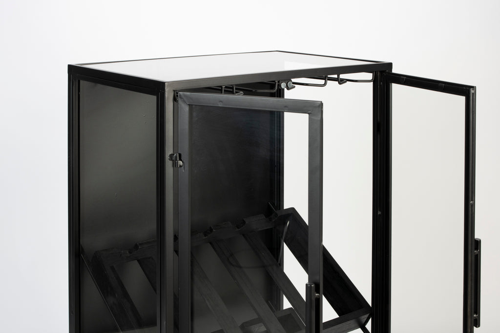 Rob - Wine Cabinet - Pine wood - Black