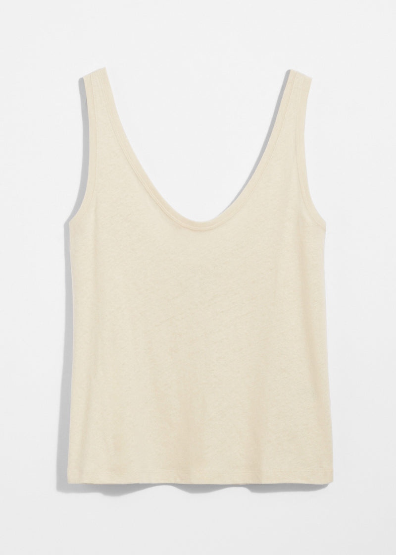 Camiseta sin mangas de lino Top Pa Dino - Beige - Mujer