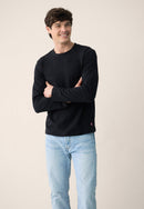 T-Shirt Homme Noir À Manches Longues En Coton - Superbe Noir