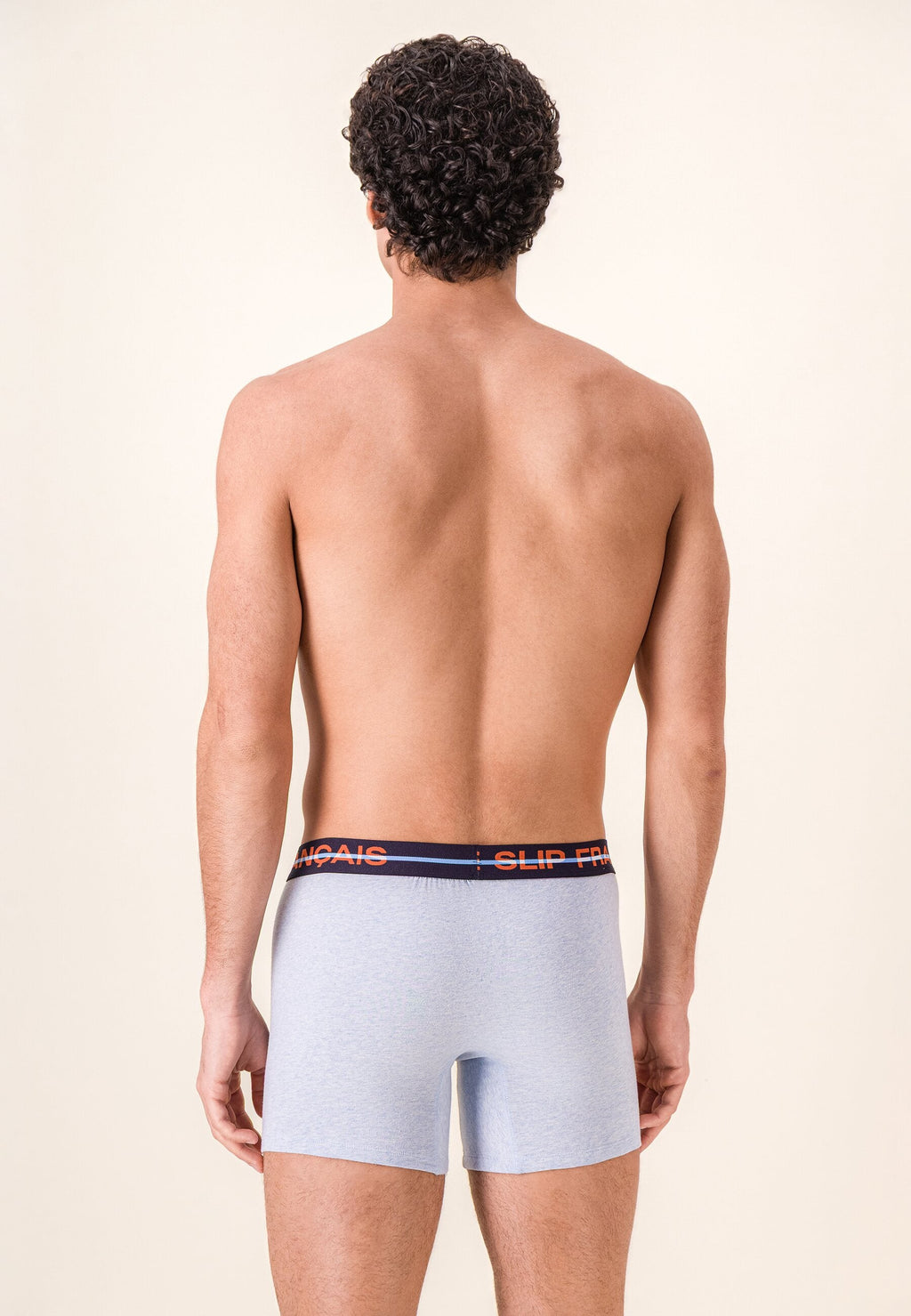 Boxer Redoutable Long En Coton - Bleu Ciel Chiné