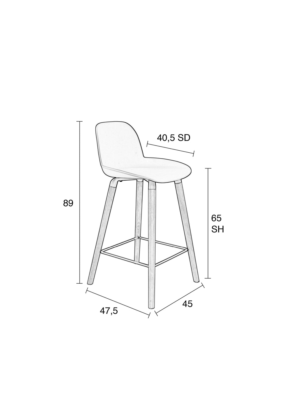 Albert Kuip 65 Cm - Bar & Counter Stool - Polypropylene Plastic - Dark Gray