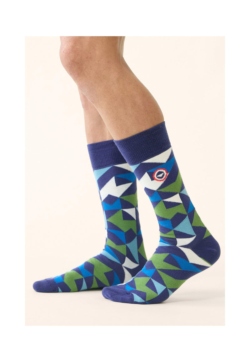 Chaussettes Mi-Hautes - Mosaïque Indigo