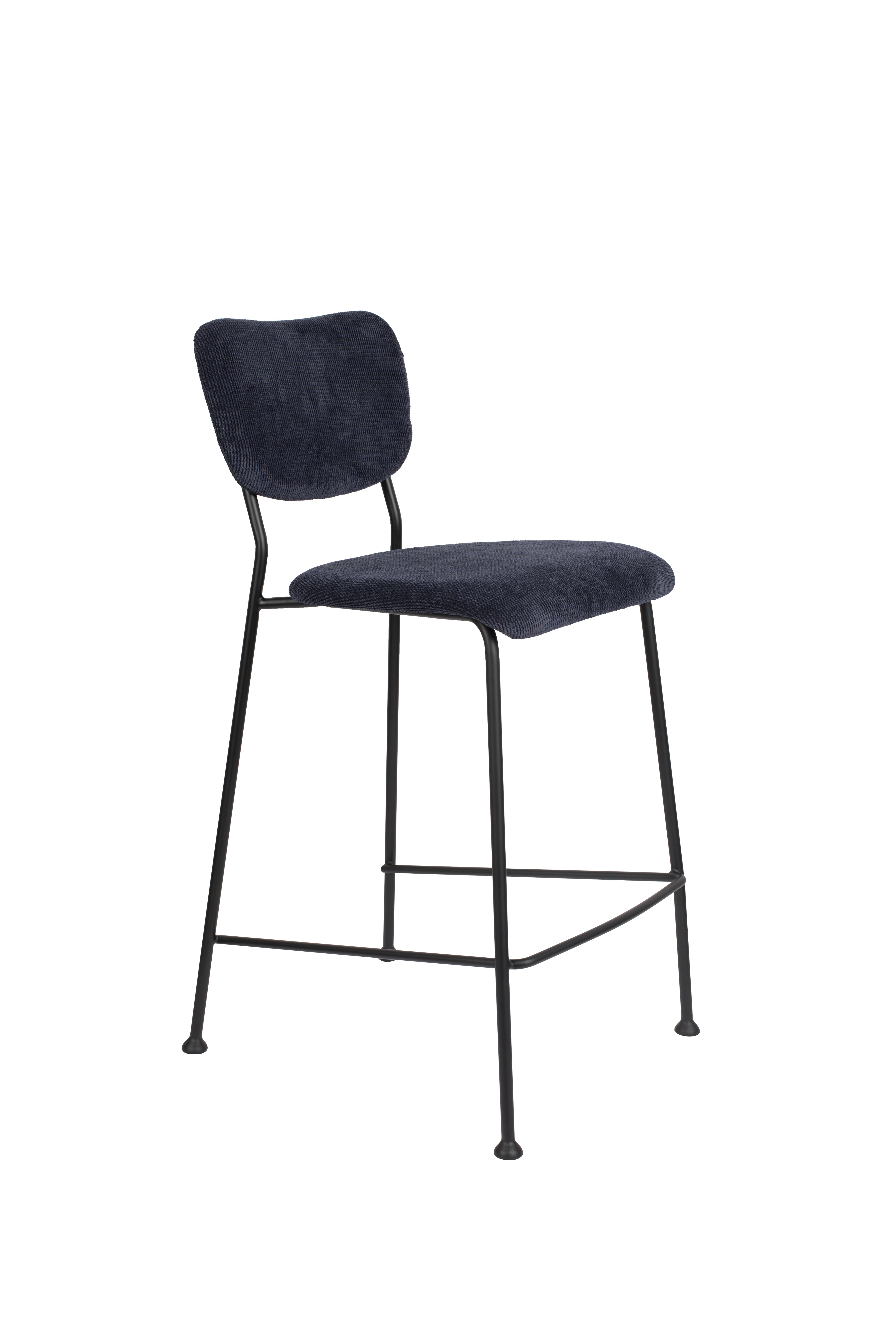 Benson 64,5 Cm - Tabouret De Bar & De Comptoir - Tissu - Bleu Foncé