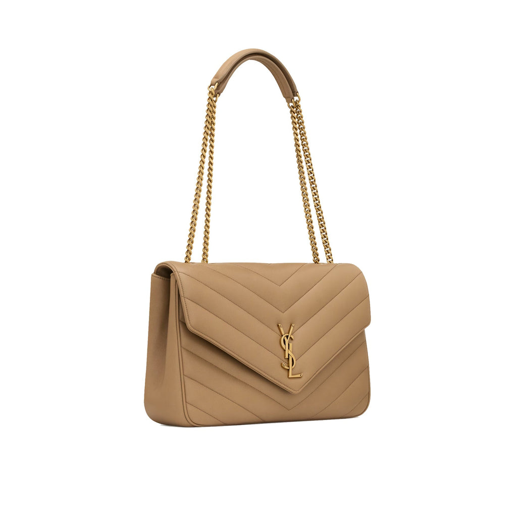 Saint Laurent - Sac Bandoulière Loulou Large - Femme - Beige