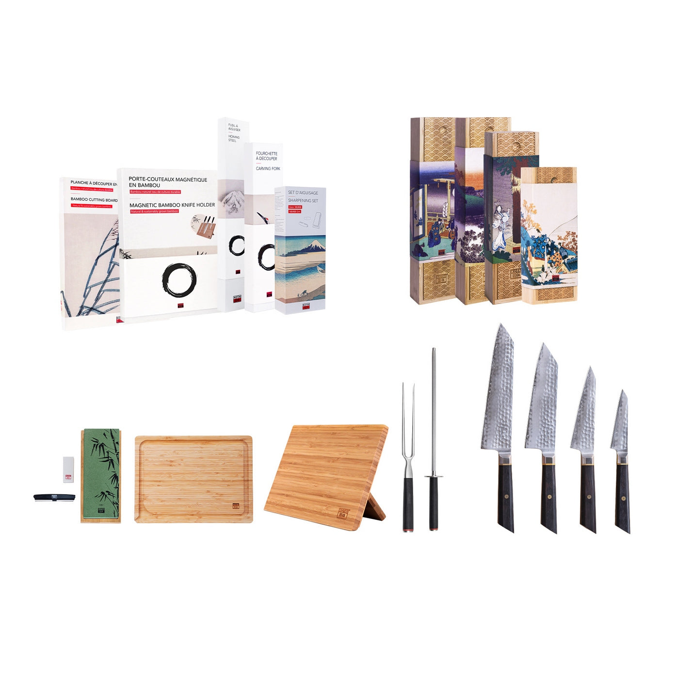 Collection Bunka San-Mai - Set Complet 9 Pièces : 4 Couteaux + 5 Accessoires