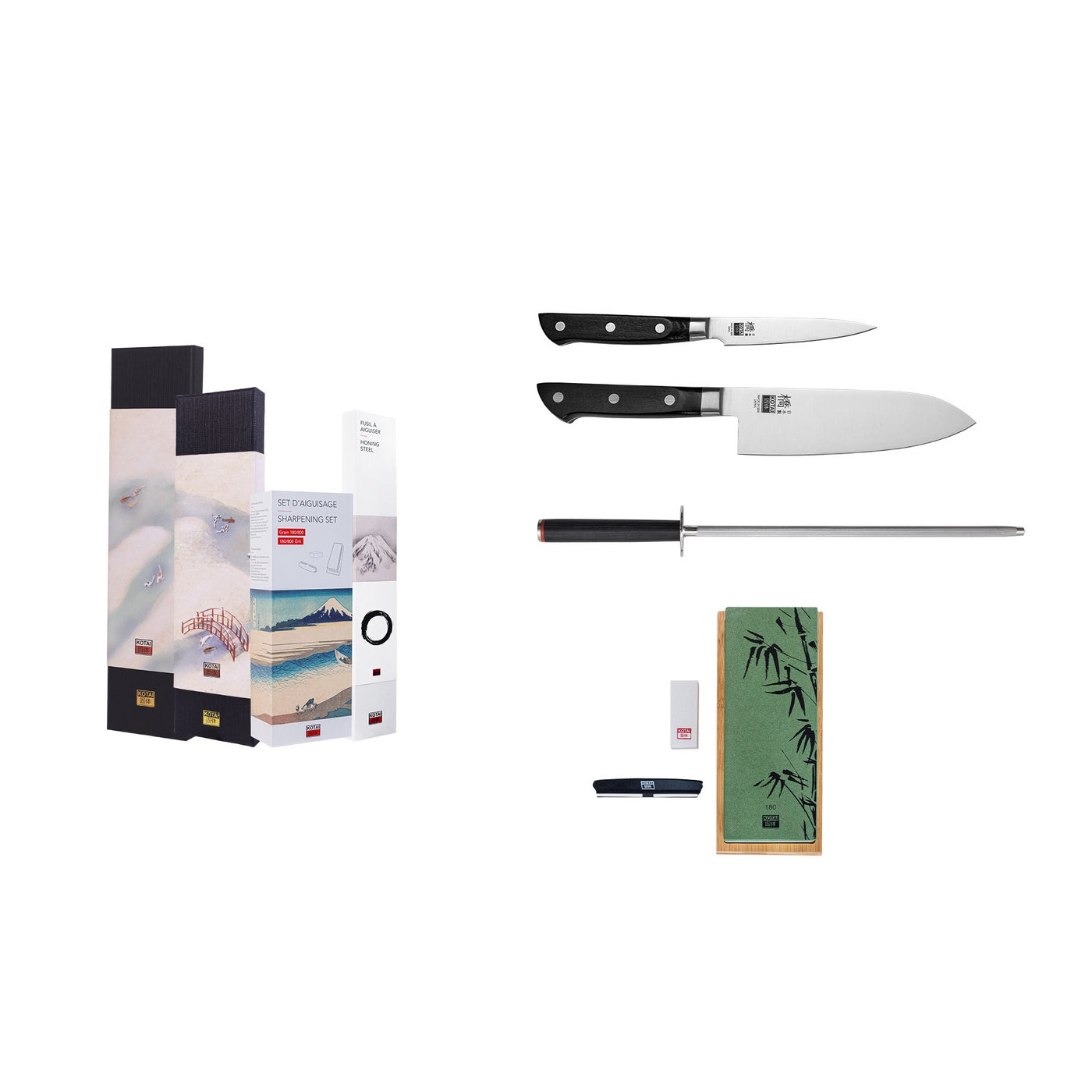 Hashi Classic Collection - 4 Piece Deluxe Basic Set: 2 Knives + 2 Accessories