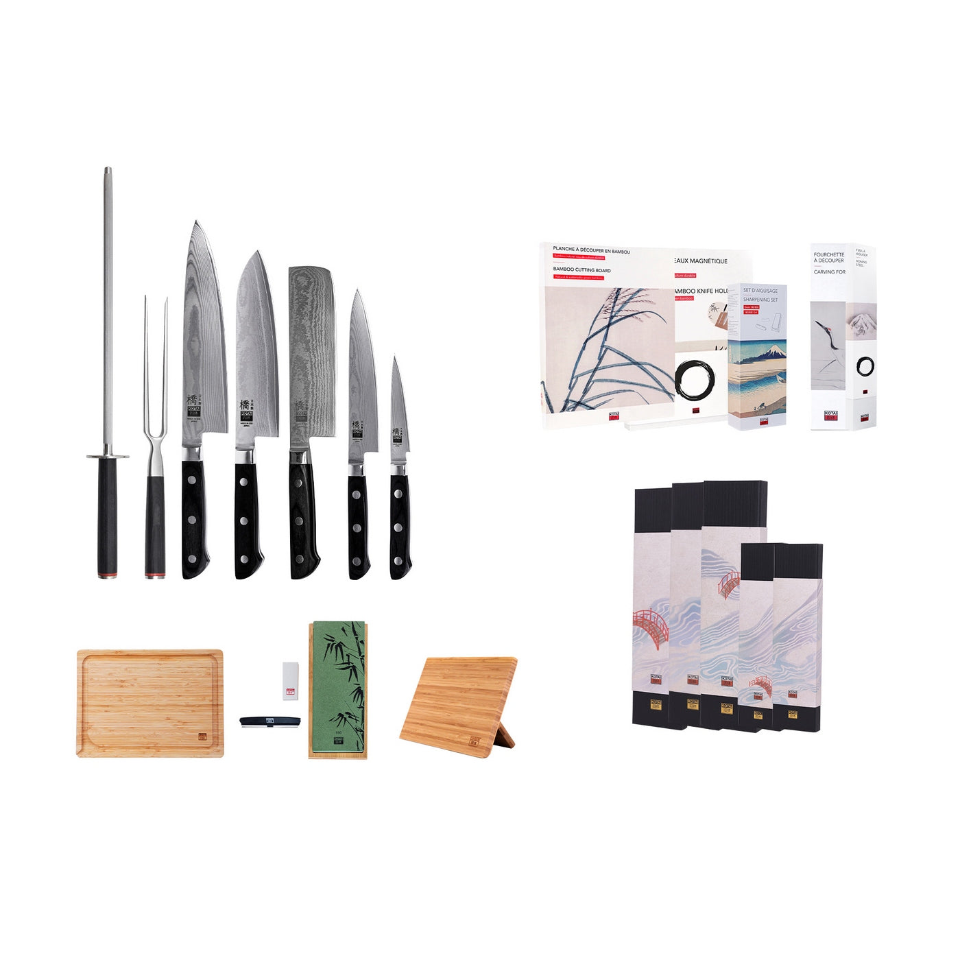 Hashi Damas Collection - Complete Deluxe Set 10 pieces: 5 knives + 5 accessories