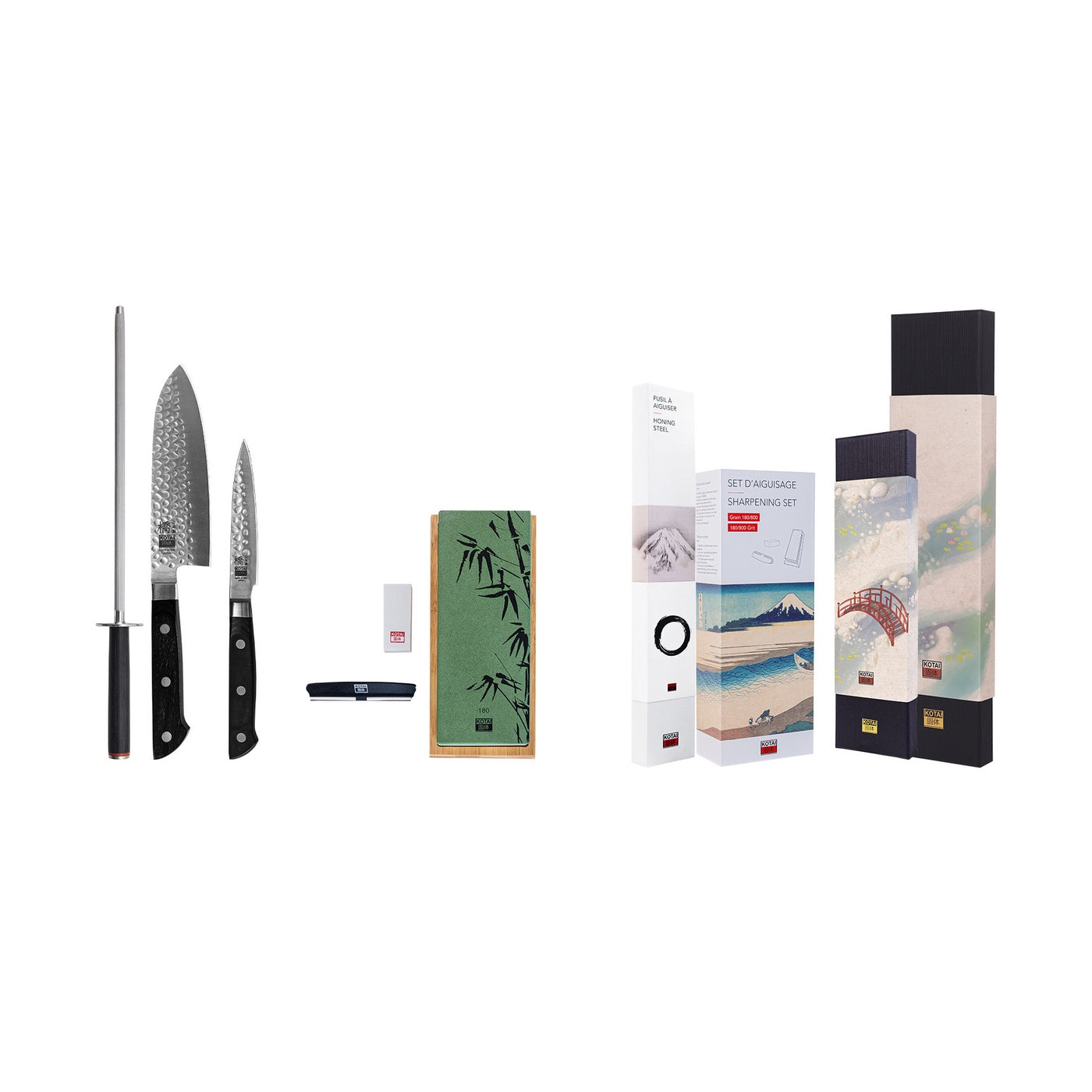 Collection Hashi Tsuchime - Set De Base Deluxe 4 Pièces - 2 Couteaux + 2 Accessoires