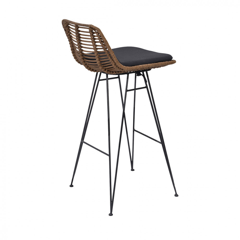 Capurgana - Lote de 2 sillas de bar de diseño - Ratán - Madera oscura