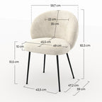 Bloomy - Silla De Terciopelo De Chenilla Color Crudo Y Metal Negro