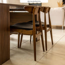Lot de 2 chaises Josette en cuir synthétique noir et bois d'hévéa