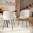 Lot de 2 chaises Bulle en tissu doux blanc, pieds métal noir