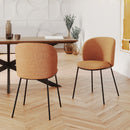 Lot de 2 chaises Bulle en tissu jaune moutarde, pieds métal noir