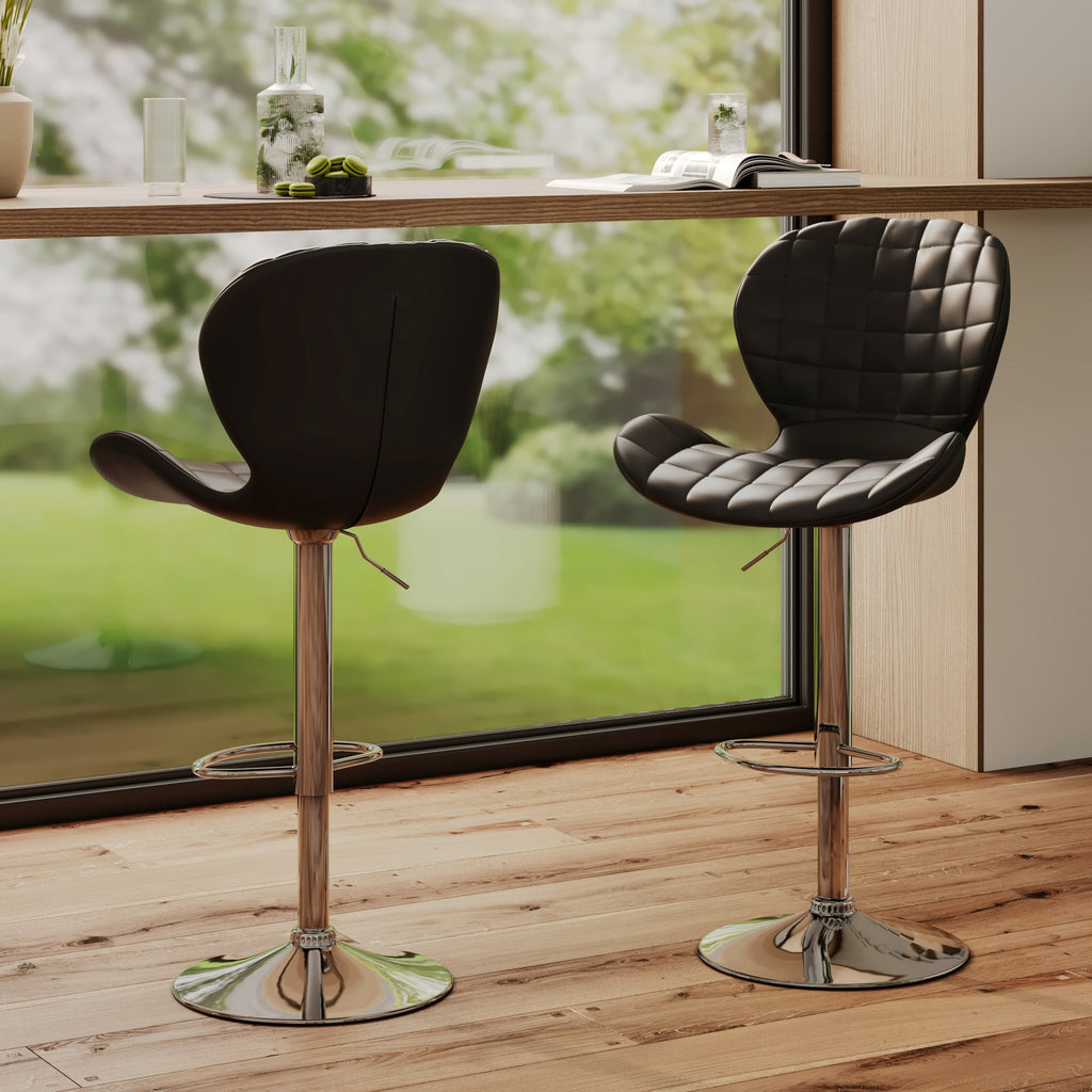 Mazzia - Lot De 2 Chaises De Bar Réglables En Cuir Synthétique Noir