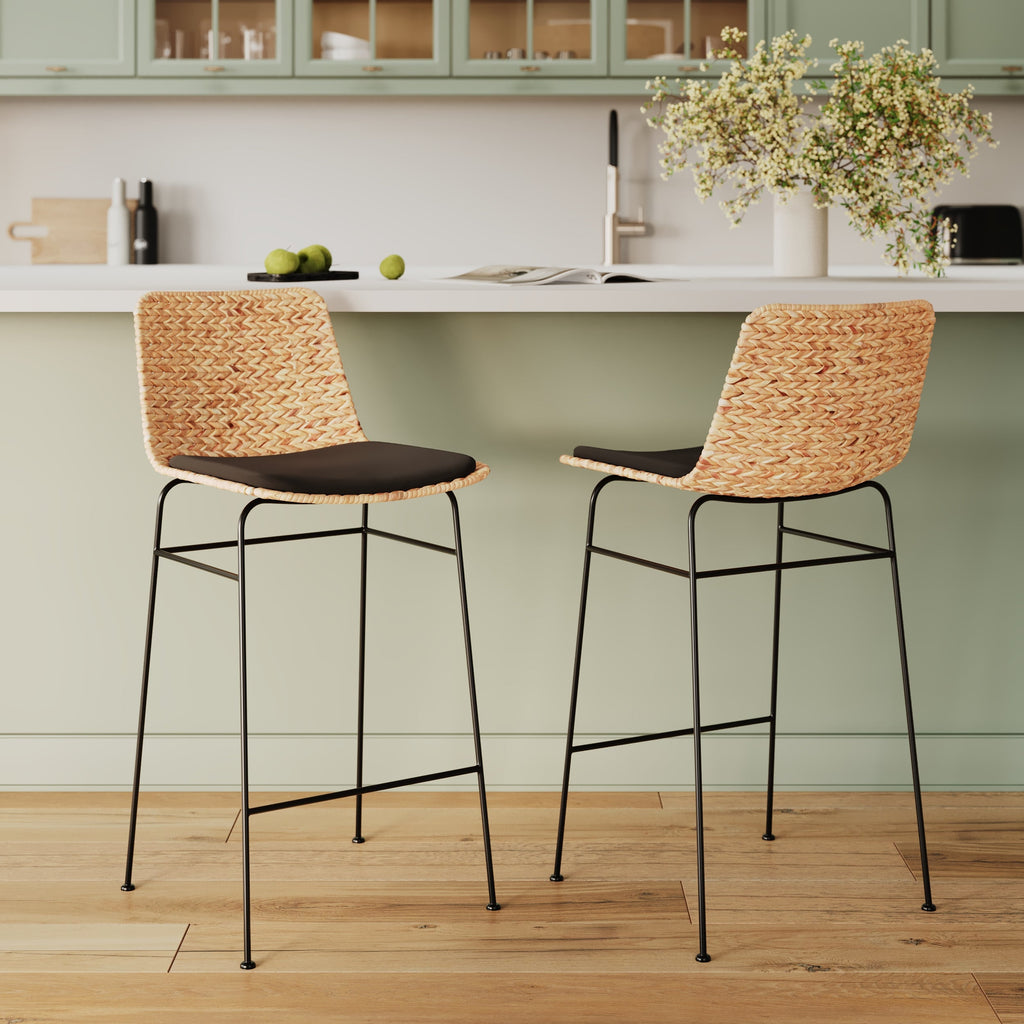 Faro - Set of 2 Central Island Chairs in Natural and Black Material