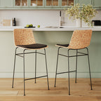 Faro - Set of 2 Central Island Chairs in Natural and Black Material