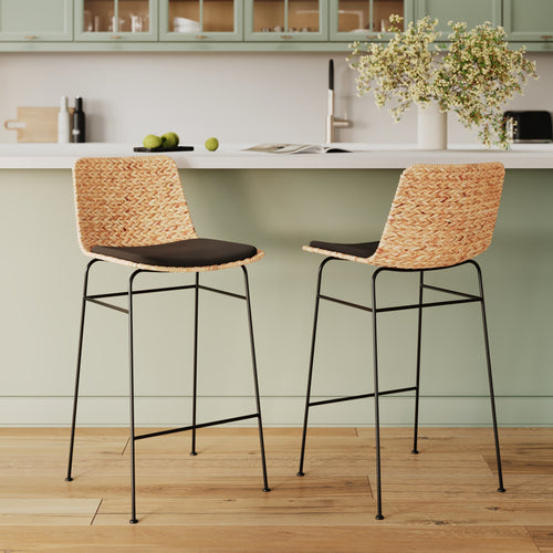 Faro - Lot De 2 Chaises Pour Îlot Central En Matière Naturelle Et Noir