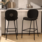 Iris - Lot De 2 Chaises Pour Îlot Central En Tissu Bouclé Noir