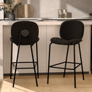 Chaise pour îlot central Iris en tissu bouclé noir 63,5 cm (lot de 2)