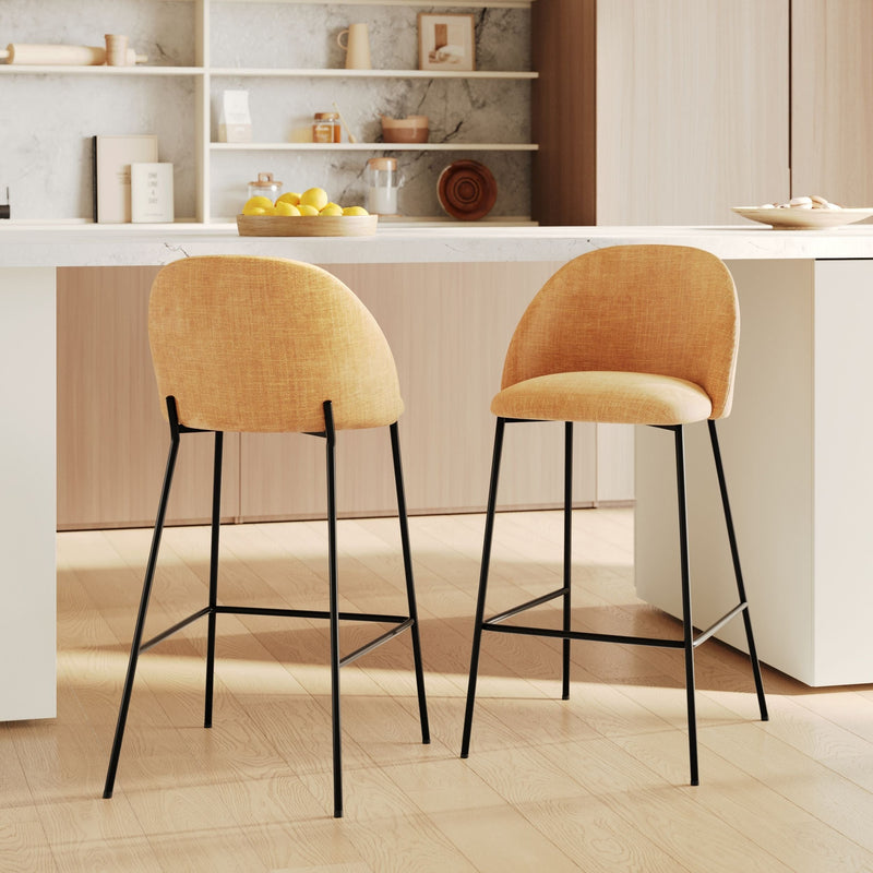 Lot de 2 chaises pour ilot central 66,5 cm Karl en tissu texturé jaune moutarde