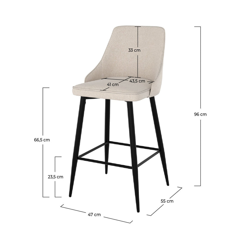 Set of 2 Pipo Bar Stools - Beige