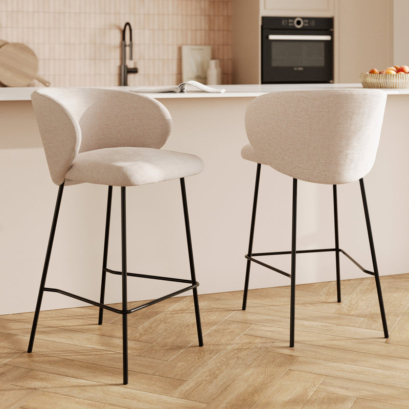 Chaise pour îlot central Victoria en tissu beige 68 cm (lot de 2)