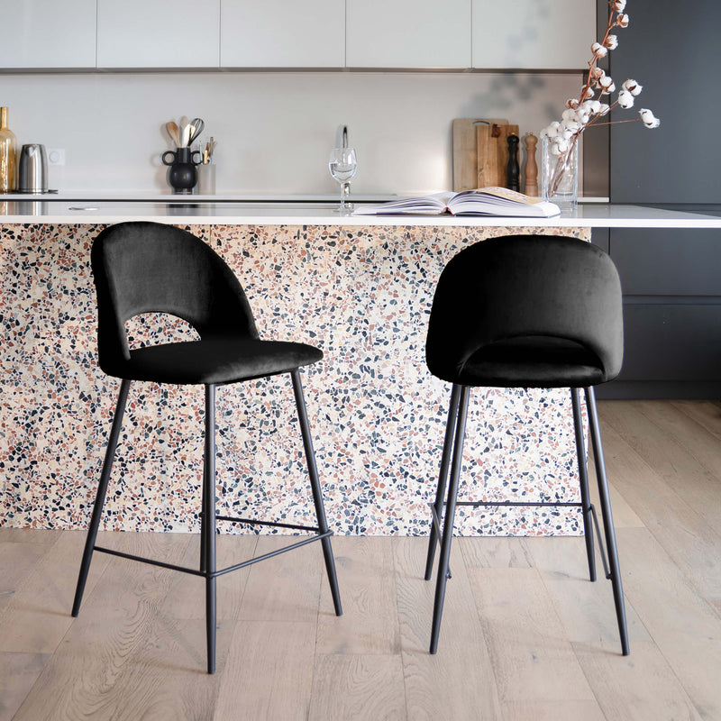 Set of 2 Penelope Bar Stools - Black