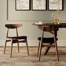 Lot de 2 chaises Josette en cuir synthétique noir et bois d'hévéa