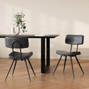 2 chaises en cuir synthetique noir et gris fonce texas