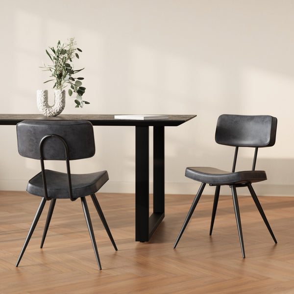 Texas - Lot De 2 Chaises En Cuir Synthétique Gris / Noir
