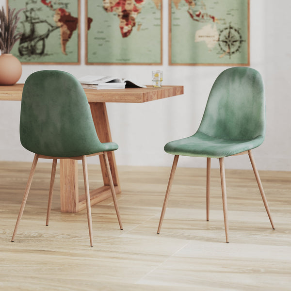 Fredrik - Lot De 2 Chaises En Velours Vert D'Eau