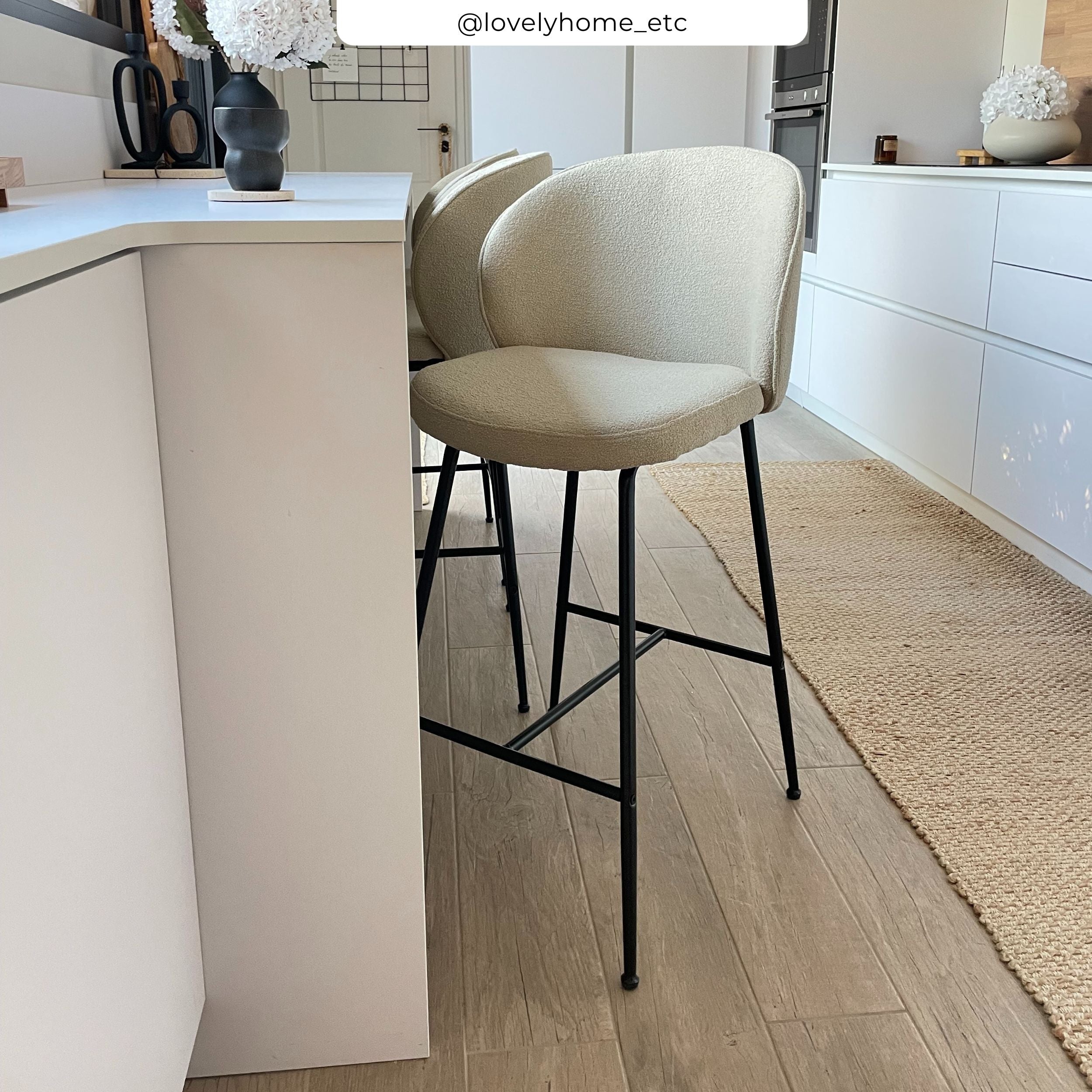 Groom - Lot De 2 Chaises Pour Îlot Central En Tissu Bouclé Beige
