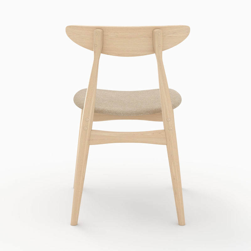 Lot de 2 chaises Josette en tissu beige et bois d'hévéa