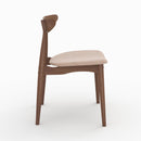 Lot de 2 chaises Josette en tissu beige et bois foncé d'hévéa