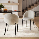 Lot de 2 chaises Pulpy en velours chenillé écru et métal noir