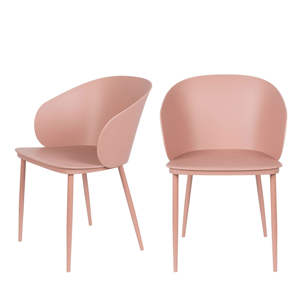 Gigi - Lote De 2 Sillas - Resina Y Metal - Rosa