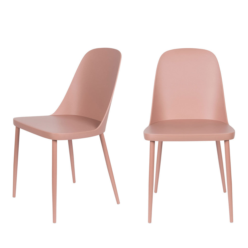 Pip - Set of 2 Chairs - Resin & Metal - Pink