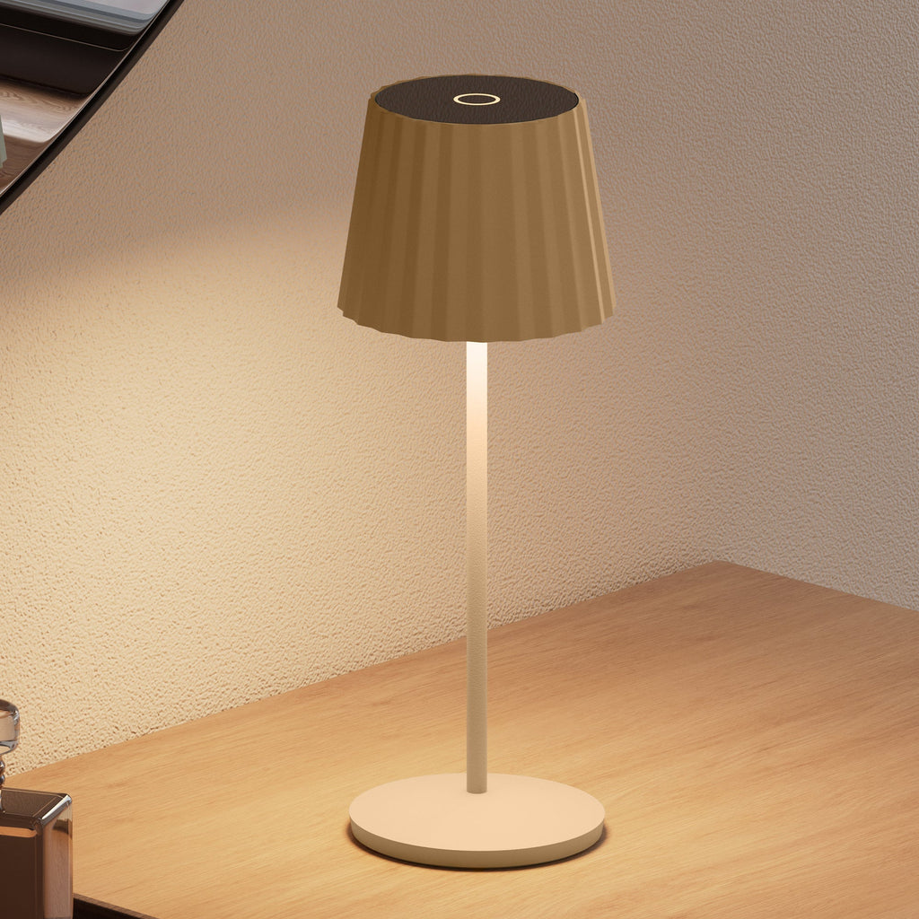 Abby - Lámpara de mesa inalámbrica - Acero - Beige