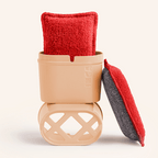 Eponge lavable rouge avec support