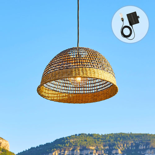 Cesare - Lámpara colgante solar - Hierba marina - Beige