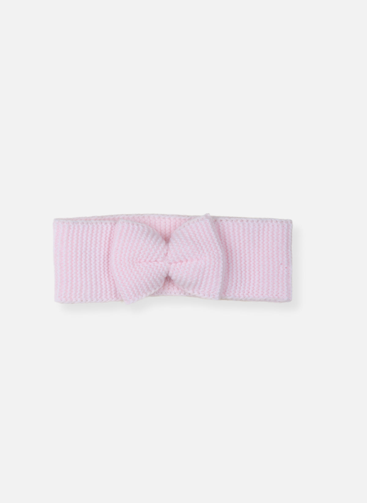 La Manufacture De Layette – Opaska z kokardą – Jasny róż Layette, dzianinowa jasnoróżowa opaska z kokardą z przodu
