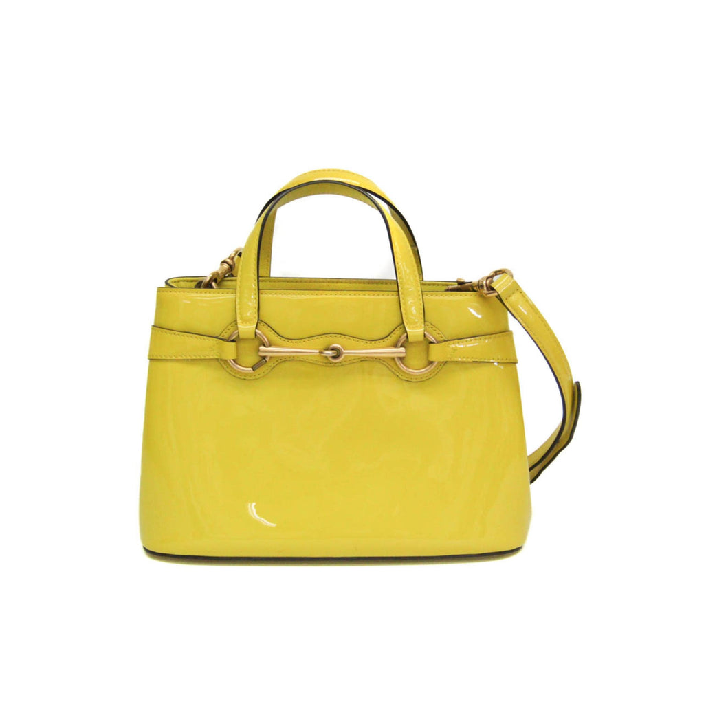 Sac À Main Gucci Bright Bit Convertible Tote Cuir Verni - Jaune